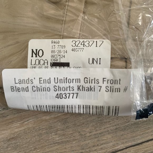 NWT LANDS' END GIRLS PLAIN FRONT BLEND CHINO SHORTS KHAKI 5, 13, 14S (SLIM) - Picture 11 of 15